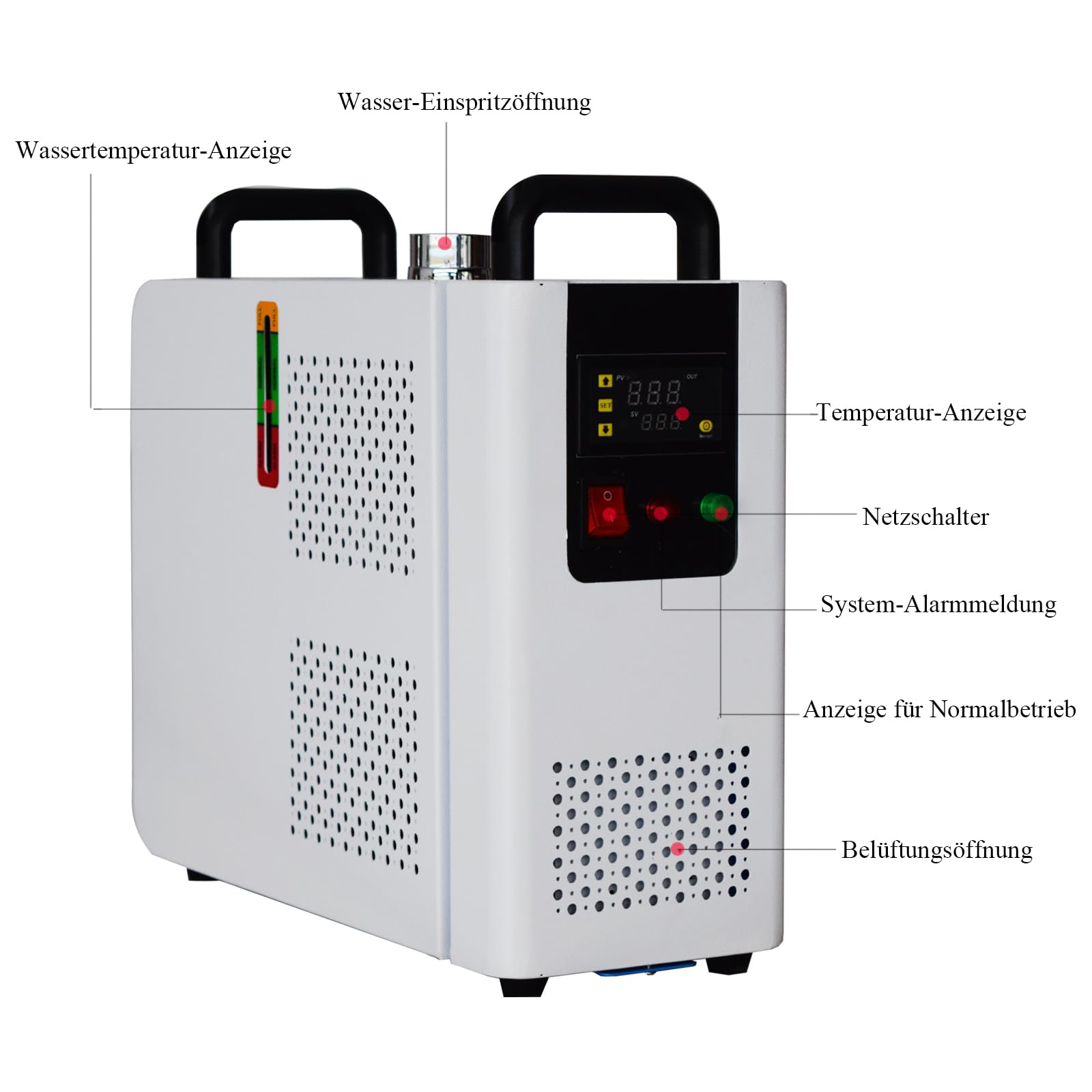 Industrial Chiller Enfriador de Agua Refrigerado Industrial, 220V KH-6000 para Tubo Láser CO2 de 50W/130W, Enfriador de Tubo Láser de Vidrio