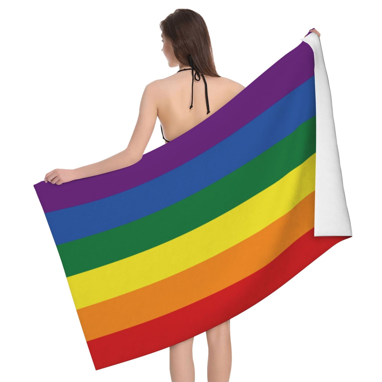 HLBSDM Microfiber Rride Day Garden Flag LGBT Rainbow Beach Towel Quick Dry Soft Sand Free Beach Towels for Pool Swim Beach Lightweight Thin Towels