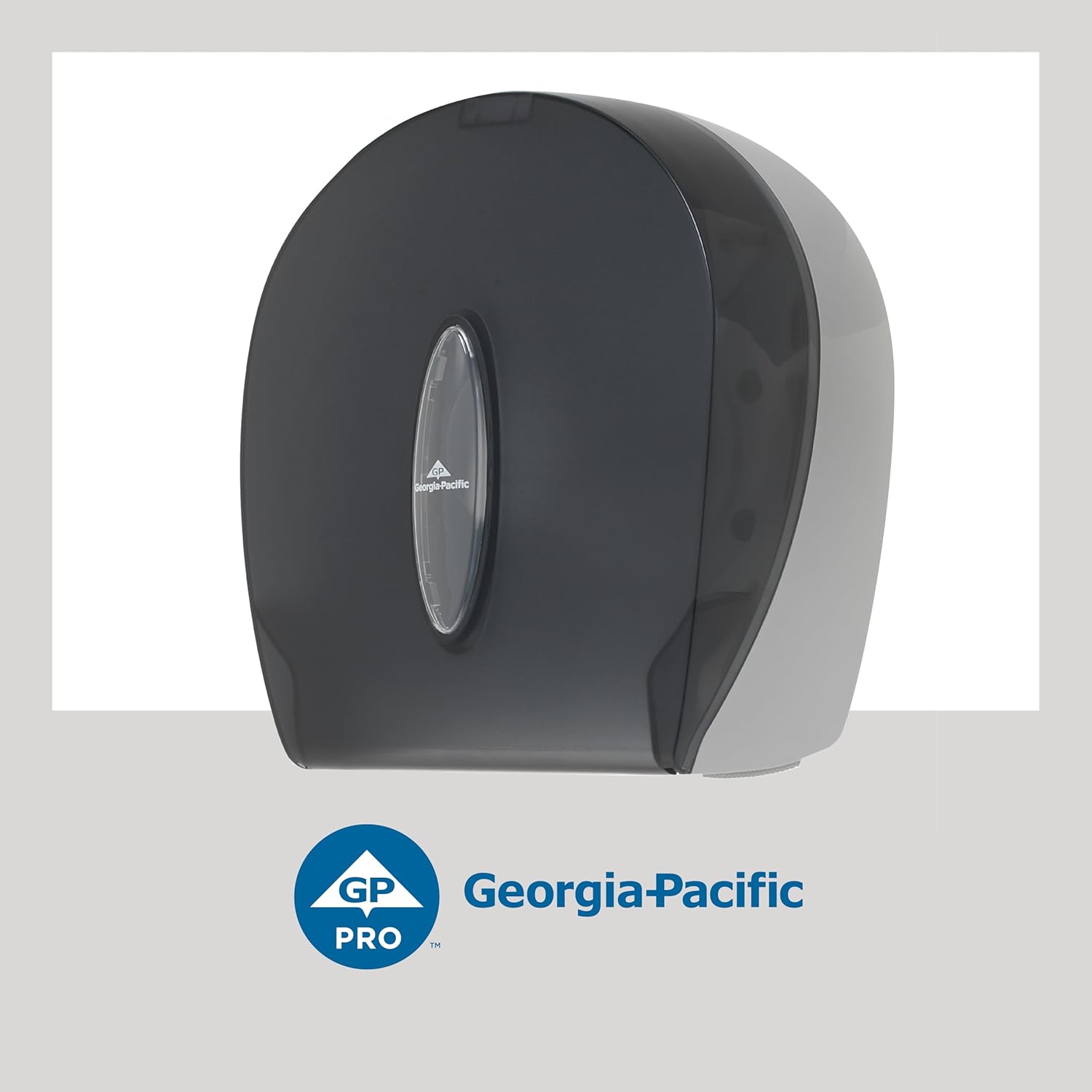 Georgia-Pacific Single-Roll Jumbo Toilet Paper Dispenser by GP PRO (Georgia-Pacific), Translucent Smoke, 59009, 10.610" W x 5.390" D x 11.290" H