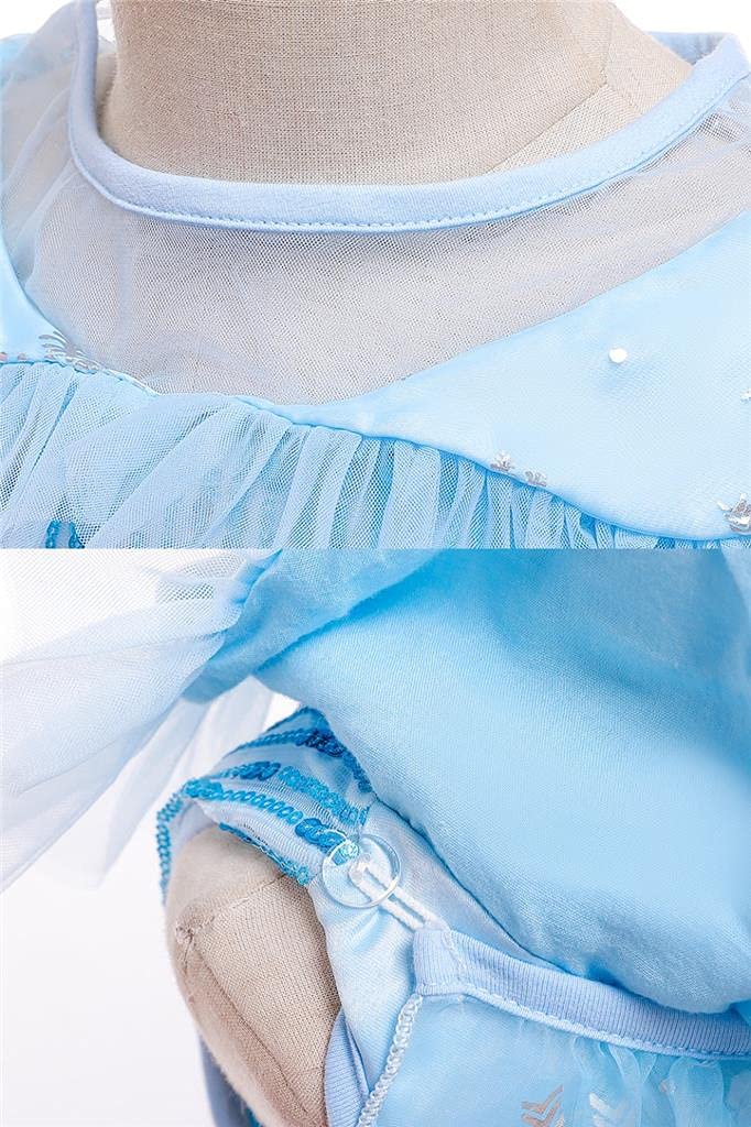 Lito Angels Vestito da Principessa con Strascico di Fiocchi Neve, Costume Regno di Ghiaccio per Bambina, Taglia 2-10 Anni Stile B, Blu