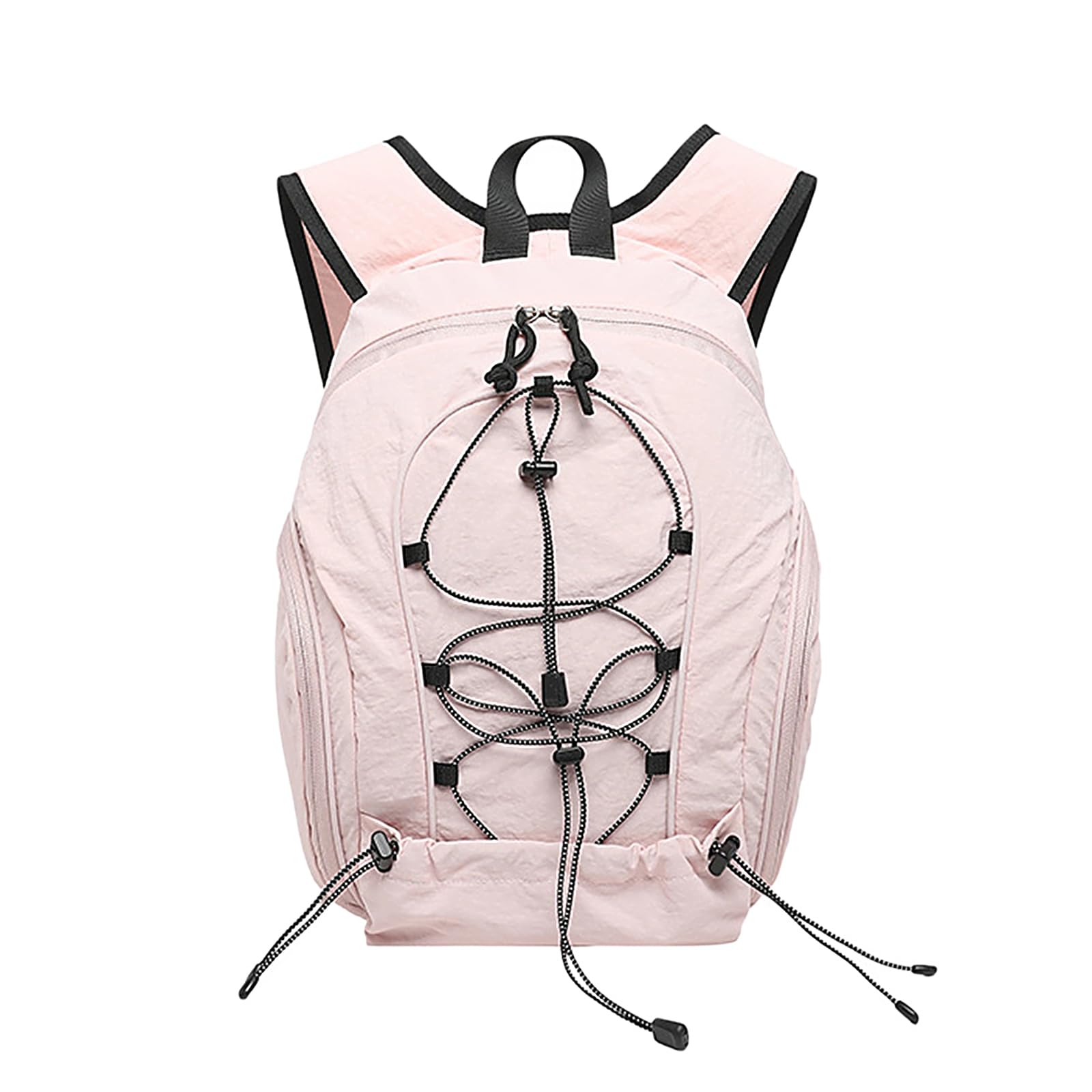 Zaino a cordone in nylon ultra leggero per le donne, sacchetto da viaggio casual da 12 pollici, cinghie curve borsa a spalla di moda di strada alla moda