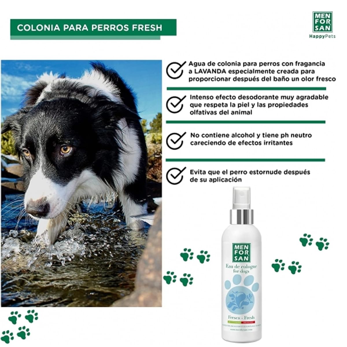 Agua de Colonia para Perros Fresh MENFORSAN - 125 ml – Colonia perro - Sin Irritantes - Cuidado de la Piel