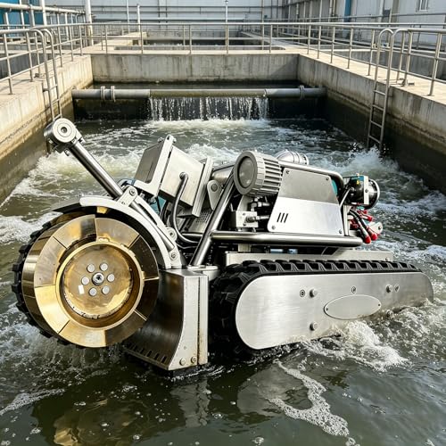 Robot di dragaggio subacqueo telecomandato per l'estrazione di fanghi e detriti in bacini idrici e zone di acquacoltura con elevata capacità di flusso