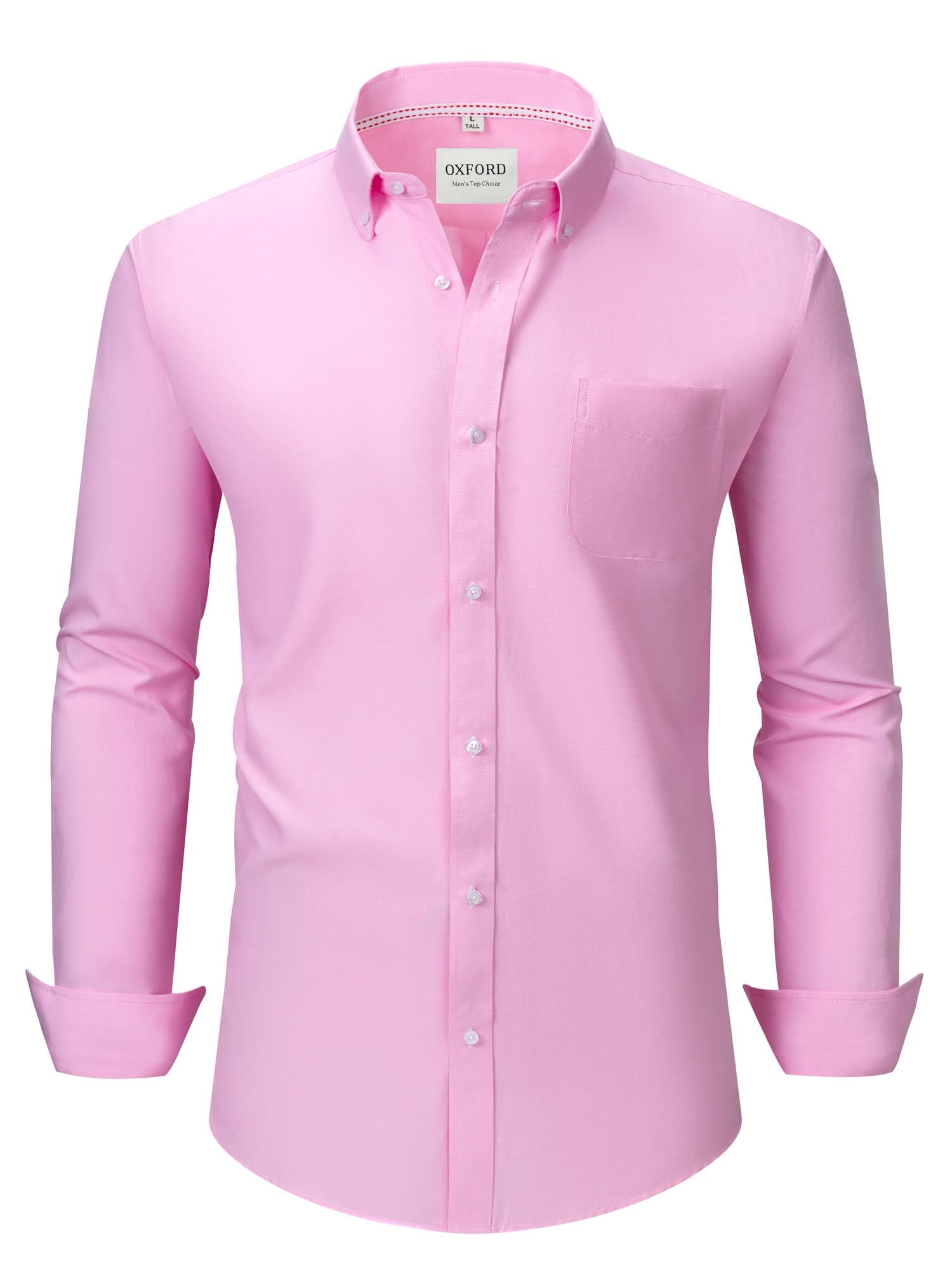 Mens Oxford Long Sleeve Shirts Button Down Collar Shirt Business Casual Dress Shirts with Pocket