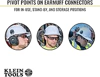 Vista 3 de Klein Tools 60532 orejeras con tapa y accesorio para casco de seguridad, 26dB NRR para construcción, fabricación, mantenimiento