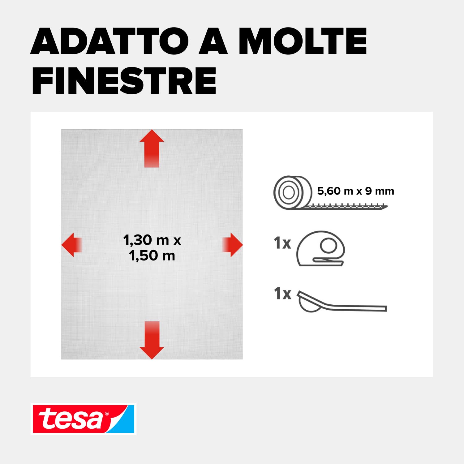 Tesa INSECT STOP Zanzariera a Strappo Premium - 2x 130 x 150 cm - Grigia