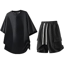 Men's American Casual Tracksuit Big Tall Short Sleeve T-shirt Shorts Weekend Daily