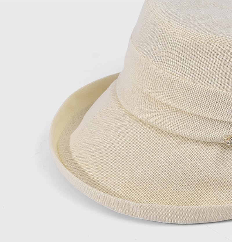 Miniatura 2 de Sombrero de sol transpirable de lino de ala ancha para mujer, para viajes, playa, protección UV, sombrero de pescador para exteriores
