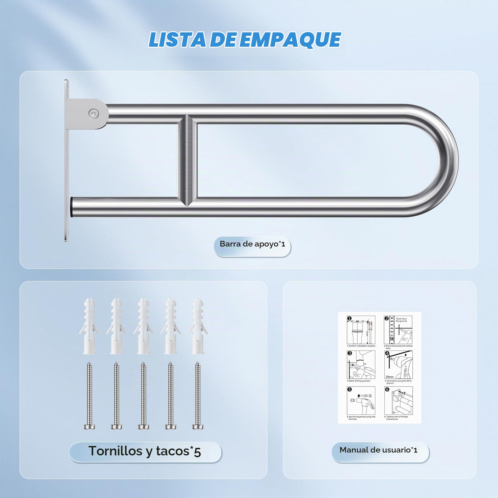 60cm Barra Baño Minusvalido, Agarraderas Baño para Mayores, Acero inoxidable 304, Soporta de 150 kg, Barra De Apoyo WC para Ancianos,Embarazadas y Discapacitados