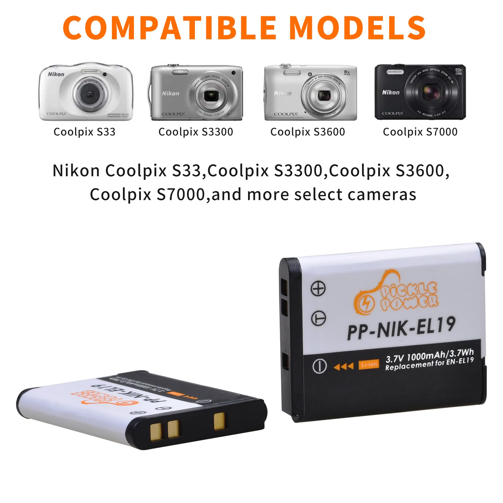 2 x batterie per fotocamera digitale Nikon ENEL19 Coolpix S01