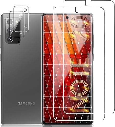 Paquete de 22 Protector de pantalla para Galaxy Note 20 con protector de lente de cámara desbloqueo de huellas dactilares dureza 9H Sin burbujas