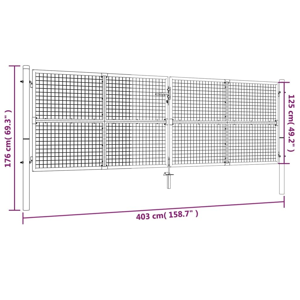 Mesh Gartentor Doppelflügeltor Doppeltor Gartentür Zauntor Hoftor Zauntür Gartenpforte Einfahrtstor Tor Stahl,390 x 125 cm