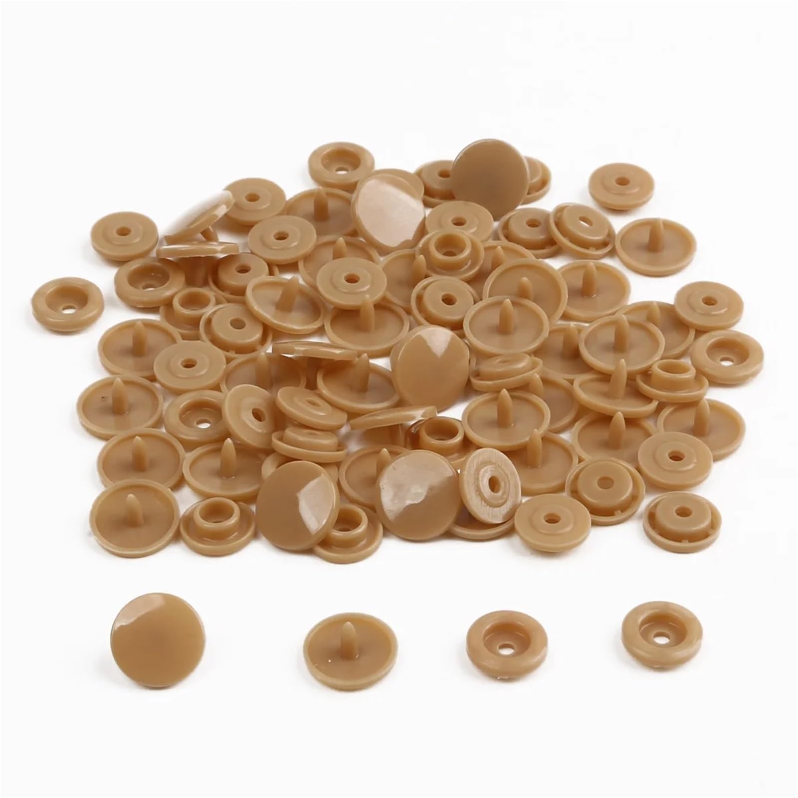 T5 Plastic Snap Buttons 400 Sets Poppers Nylon Kit for Baby Dolls Clothes Sewing Accessories(Brown)