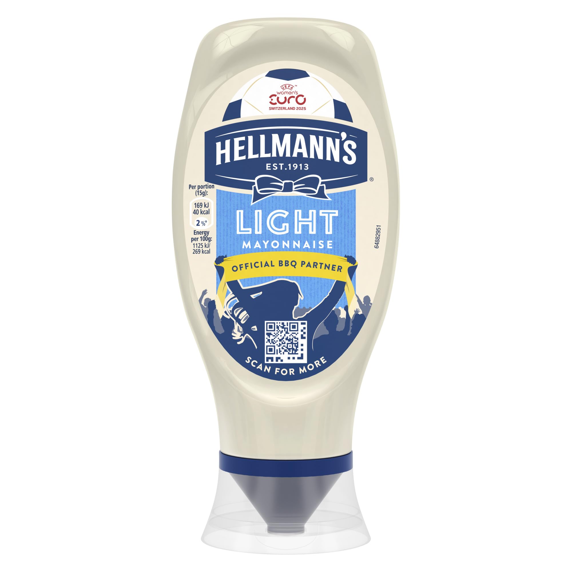 Light Mayonnaise Condiment 100% recycled squeeze bottle light mayo for burgers, sandwiches and salads, 430ml
