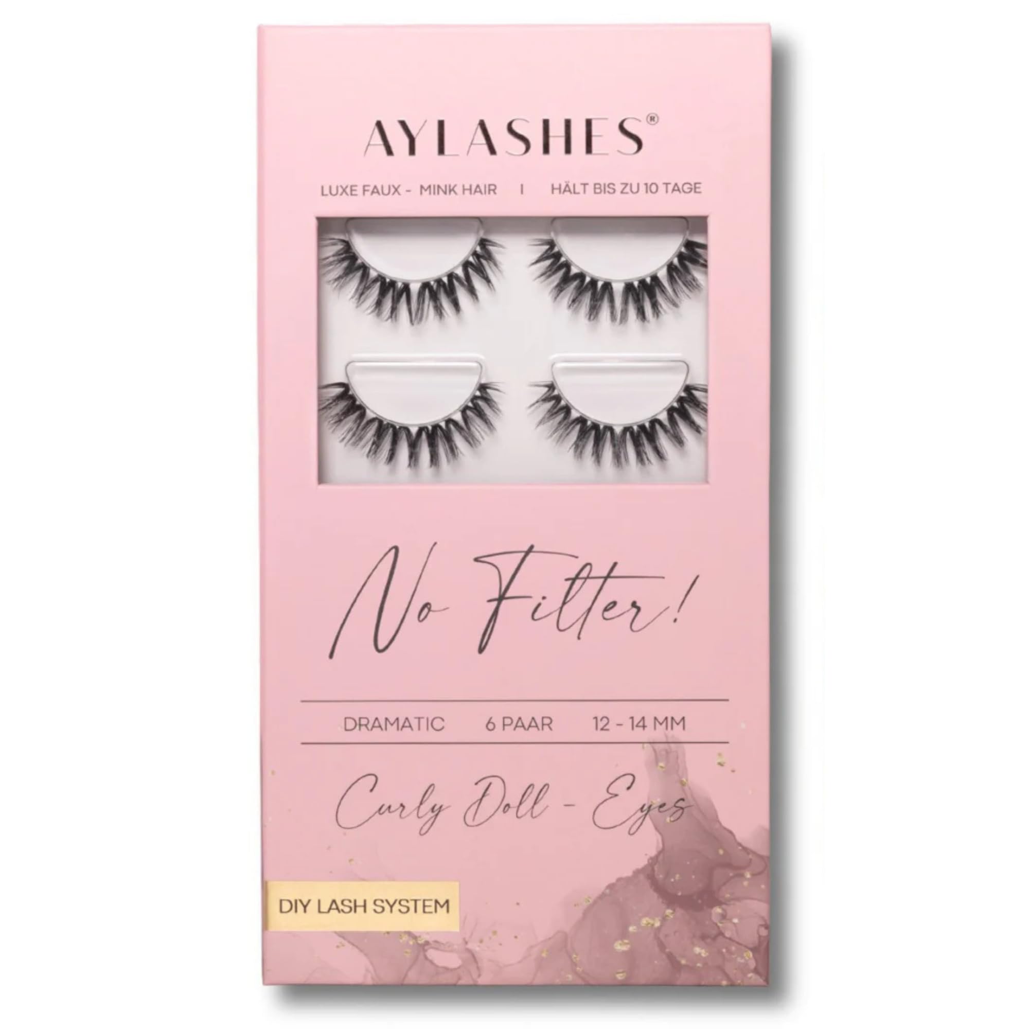 AYLASHES - DIY Wimpernextensions Maxi Box NO FILTER | 6 Paar Wimpern | bis zu 7 Tage Halt | Wimpern DIY Set für zu Hause | künstliche Wimpern | Klebewimpern | lash extension set
