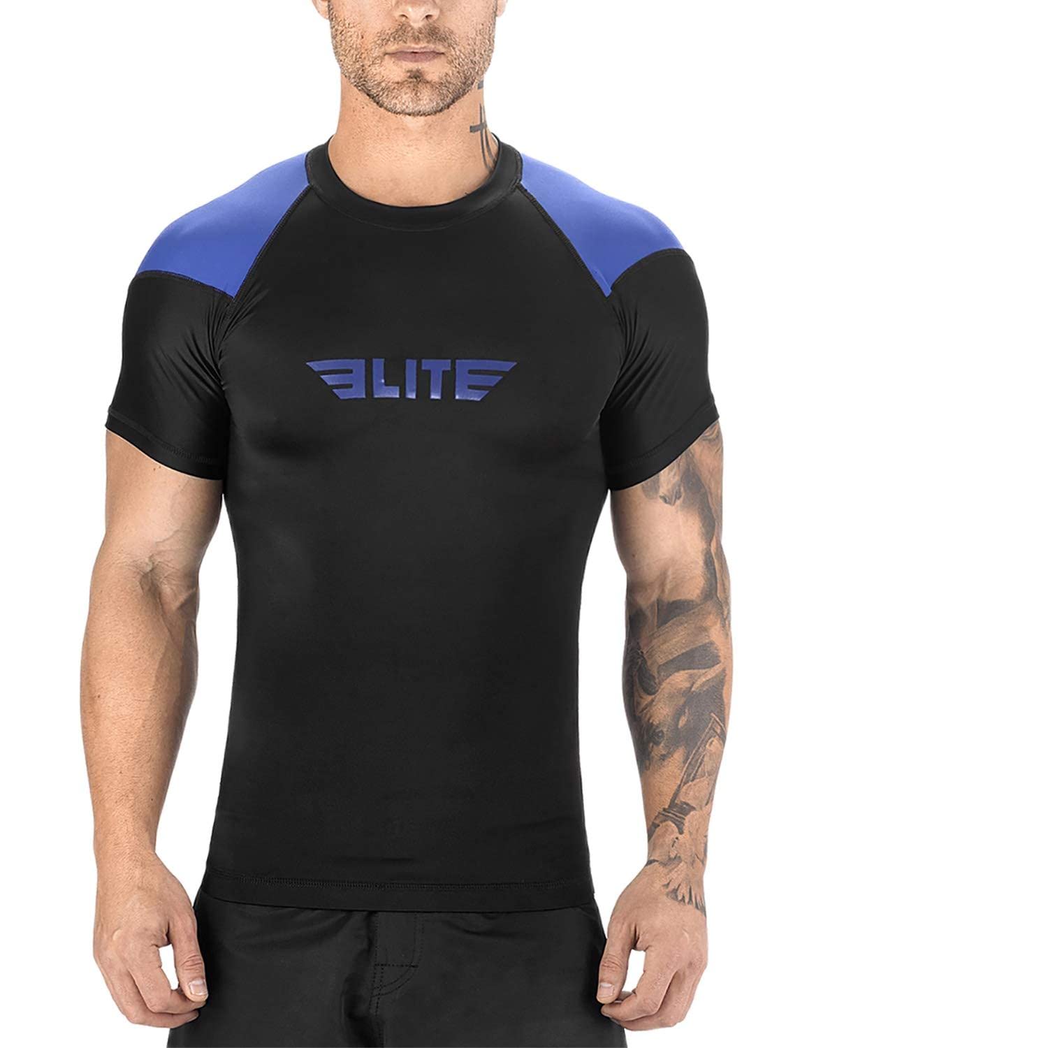 2022 Elite Sports Jiu Jitsu BJJ Rash Guards, Men’s BJJ, No GI, MMA Ranked Short Sleeve Compression Base Layer Rash Guard-image-12