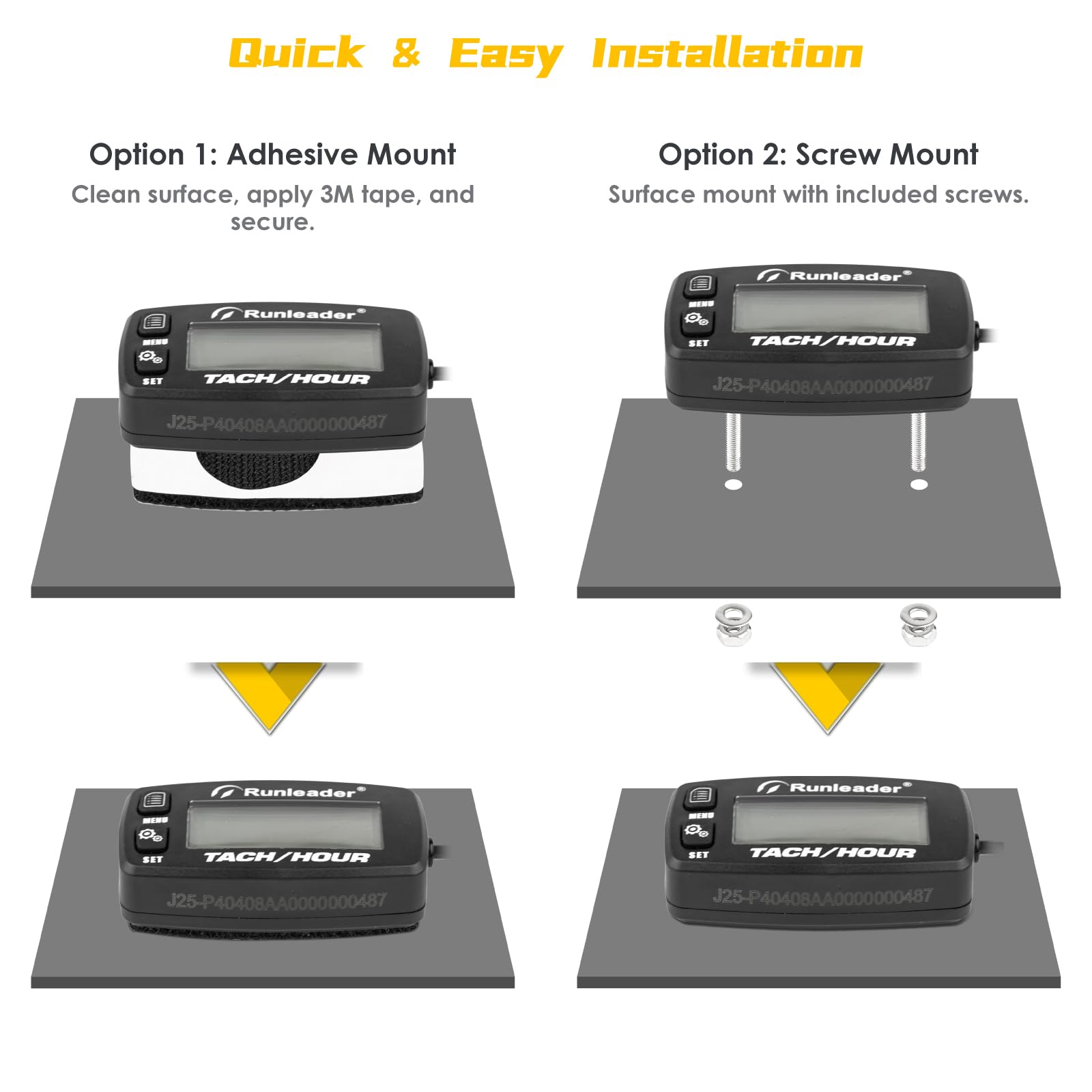 Tachymètre-Compteur Numérique : Batterie Remplaçable, Rappel Maintenance, Jauge RPM Rétroéclairée, pour Moteur Hors-Bord, VTT, Génétatrice, Tondeuse, Moto, Tronçonneuse, Autres Moteurs à Gaz