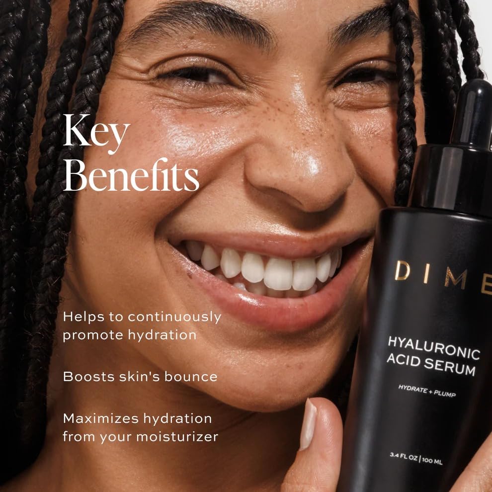 Image of DIME Beauty Hyaluronic Acid Serum - Ultra Hydrating Anti-Aging Face Serum for Dry Skin, Plumping and Smoothing Fine Lines, Lightweight, Vegan, Cruelty-Free Facial Serum, 3.4 oz / 100 ml