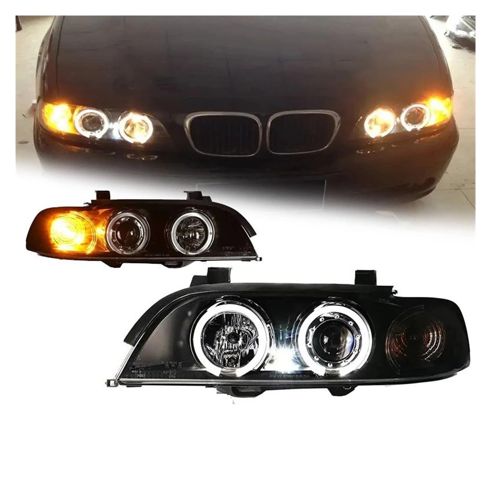 Faro Proiettore Anteriore 1 Coppia Per Fari Anteriori LED Per Serie 5 E39 520i 1995-2003 Accessori Per Lenti Proiettore(High beam halogen)