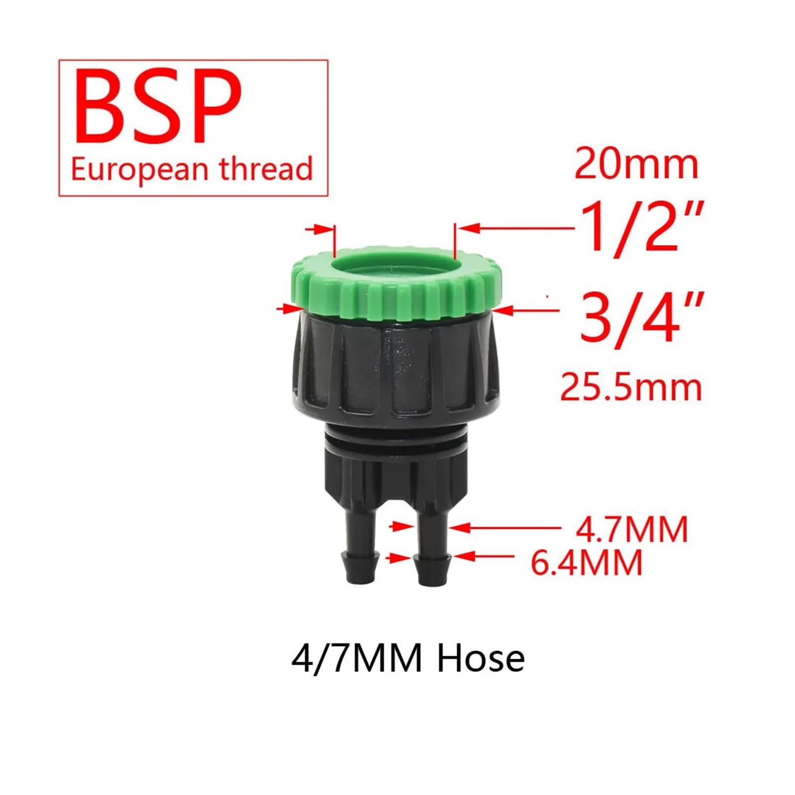 Suministros de jardinería Conector rápido de manguera de 1/4" for grifo de jardín, conector de tubería de agua de púas de 4/7, 8/11 y 16 mm, adaptador de riego por goteo con rosca macho y hembra de 1/