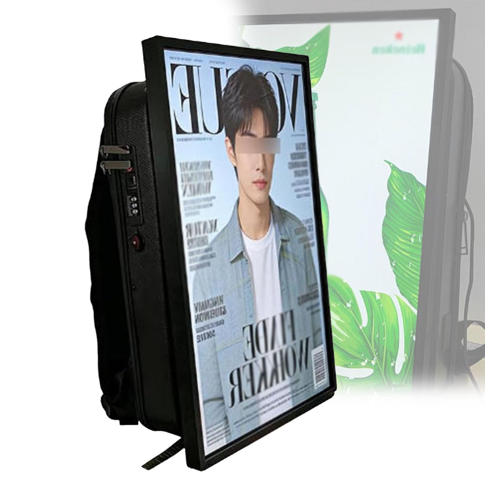 OzcNykt 21.5-Inch Lcd Video Advertising Backpack, with 1920 * 1080 Lcd Touchscreen, Supports Usb/Hdmi Remote Input, And Has1gb Ram + 32gb Storage, 1000nits Brightness USBFlashDriveModel