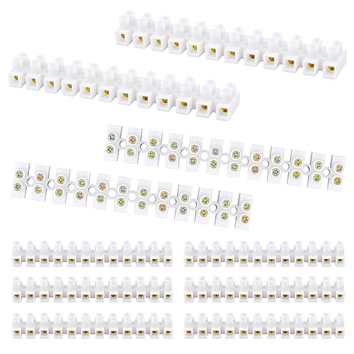 Miniatura 8 de ERKOON Paquete de 10/20 Bloques de Terminales, Regleta de Terminales de Doble Fila de 12 Posiciones, Terminal de Tornillo, Bloque de Barrera