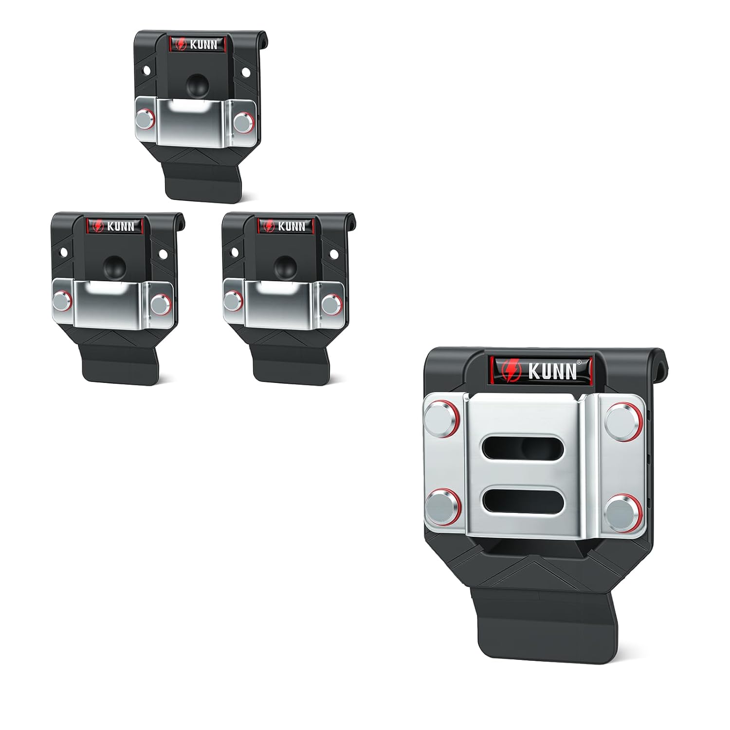 KUNN 3-Pack Professional Tape Measure Holder Set, Bulk Tape Measure Clips & Holsters + Drill Holder for Tool Belt, Single Pack Drill Belt Clip & Tape Measure Holster