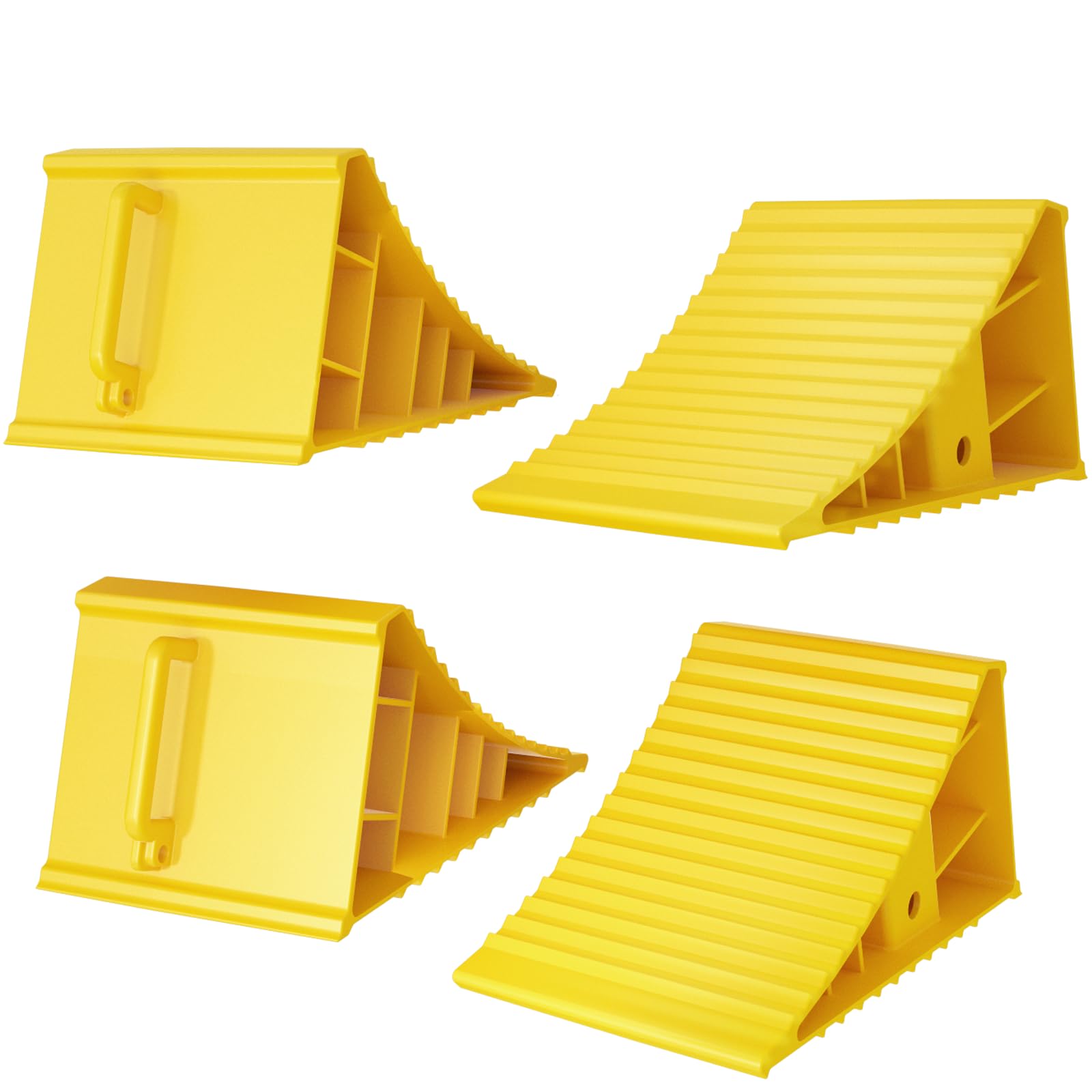 4Pack Wheel Chocks for RV Trailer Non Slip Heavy Duty Yellow