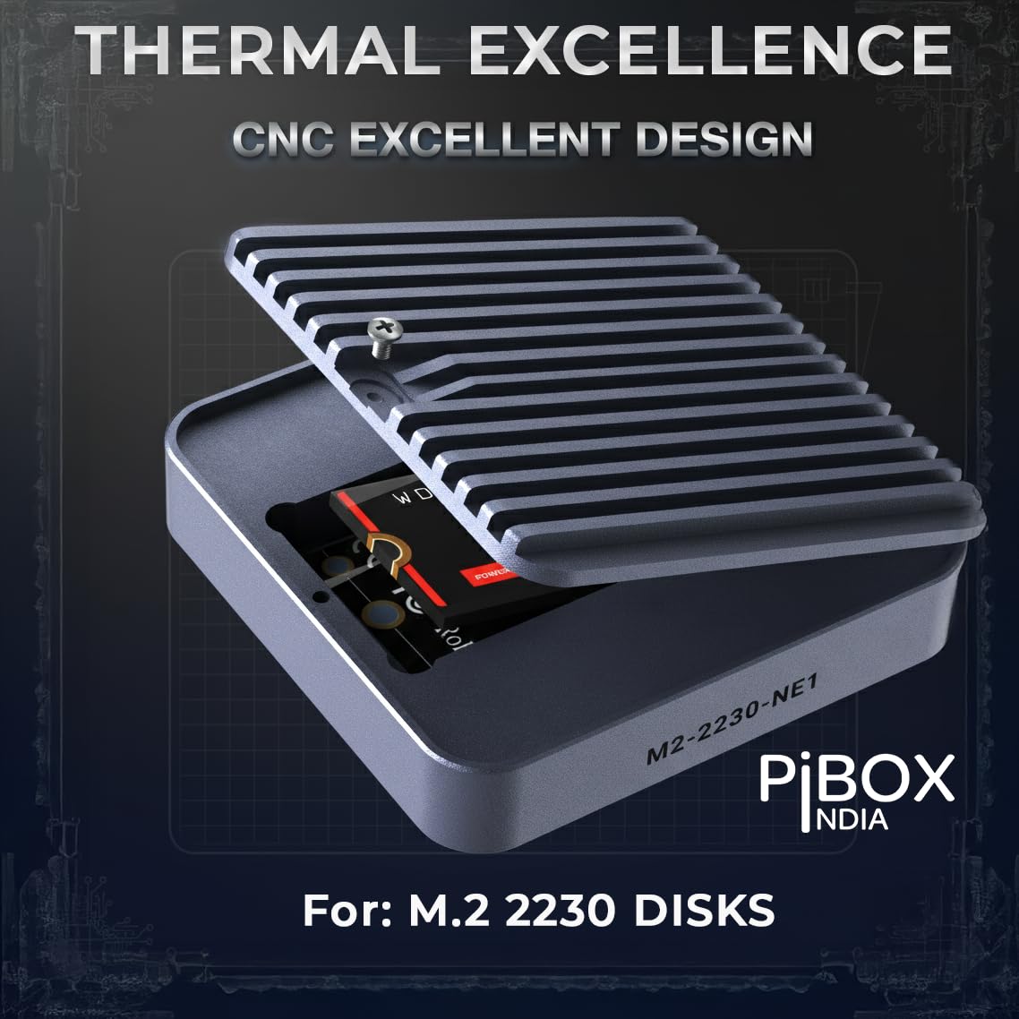 M.2 2230 NVMe SSD Enclosure, PiBOX India, 10Gbps USB 3.2 Gen 2, REALTEK RTL9210 Chipset, CNC Aluminum Cooling Fins, External NVMe Reader, USB-C Interface, M-Key B&M Key Compatible- M2-2230-NE1 — Amazon image 6