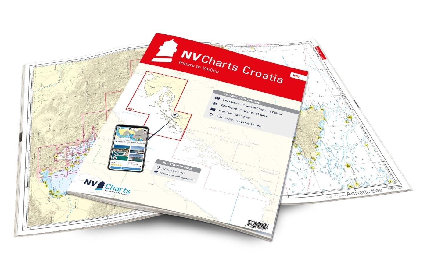 NV Atlas Croatia HR 1 mit App Lizenz - Seekarte Kroatien - Triest bis Vodice mit Pula, Rijeka und Zadar