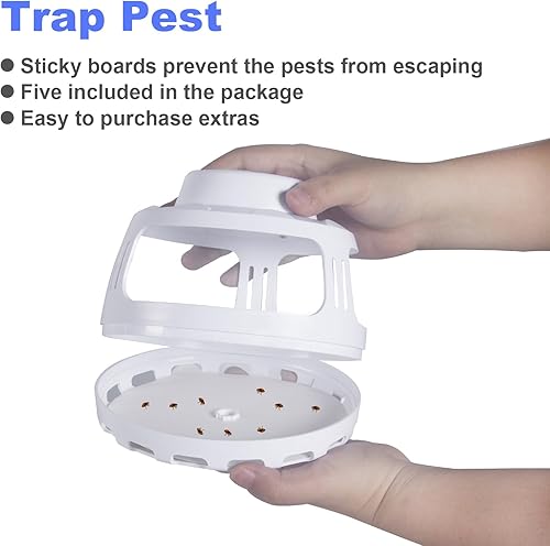 Miniatura 3 de Trampa para pulgas para el hogar, trampa eléctrica de plagas para interiores con 10 recambios de tablero adhesivo, trampa de luz nocturna para