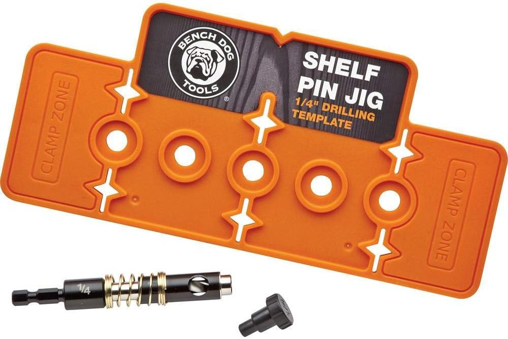 Bench Dog Shelf Pin Jig - Compact, Portable & Sturdy Straight Pins Jigs - Cabinet Shelf Pin Hole Jig for Getting Level & Wobble-Free Shelves - Woodworking Jigs for Pre-Built or Site-Built Cabinets