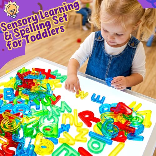 Image of Bbiamsleep 67 Pcs Plastic Practice Set Transparent Letters and Numbers | Colorful Plastic Letters Numbers Include Uppercase Lowercase Numbers Light Table Manipulatives for Counting Spelling Training