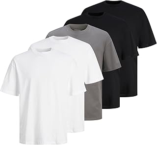 JACK & JONES Male T-Shirt Pack of 5 Plain Crew Neck T-Shirt