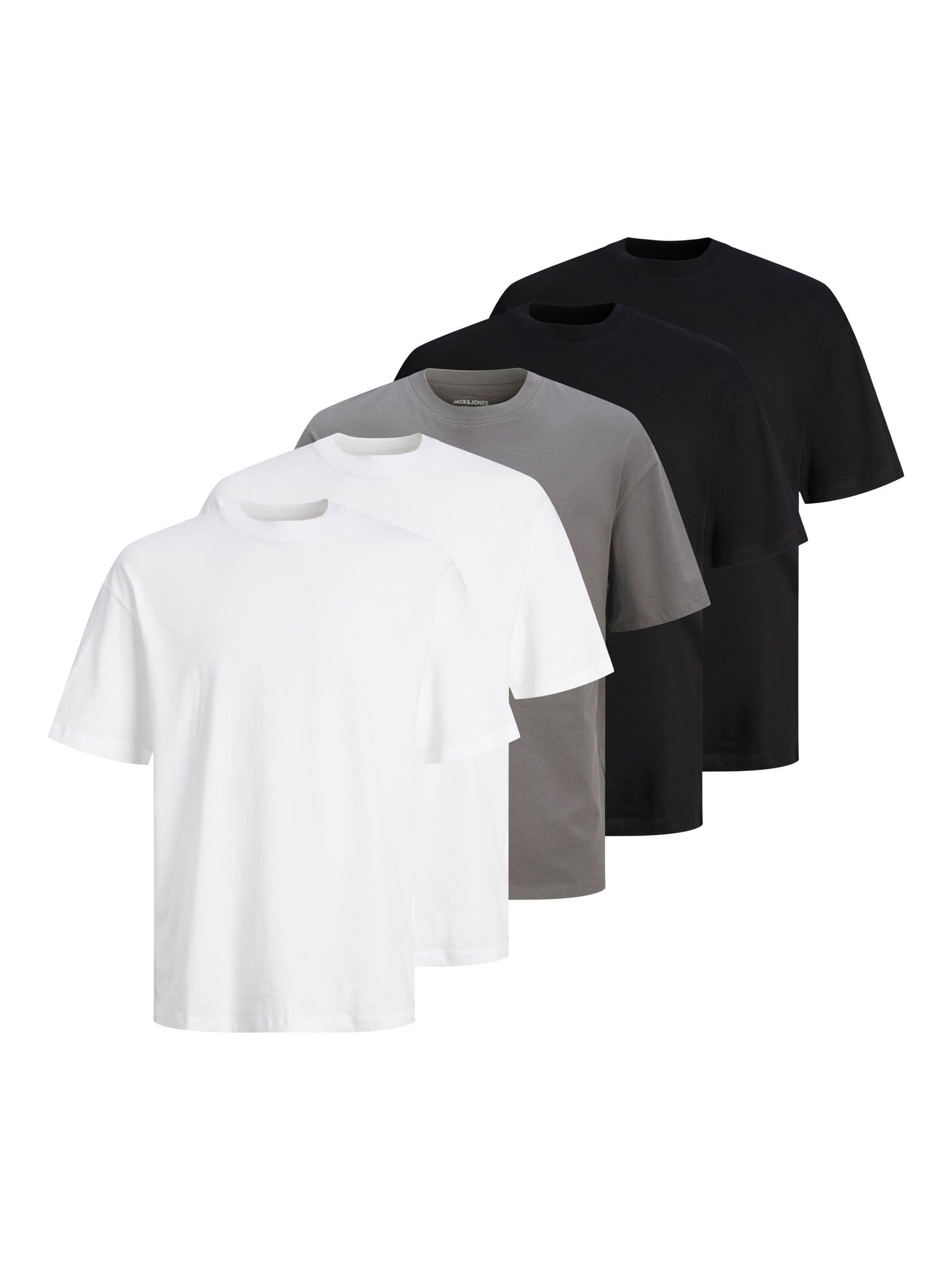 JACK & JONES Male T-Shirt 5er-Pack Einfarbig T-Shirt