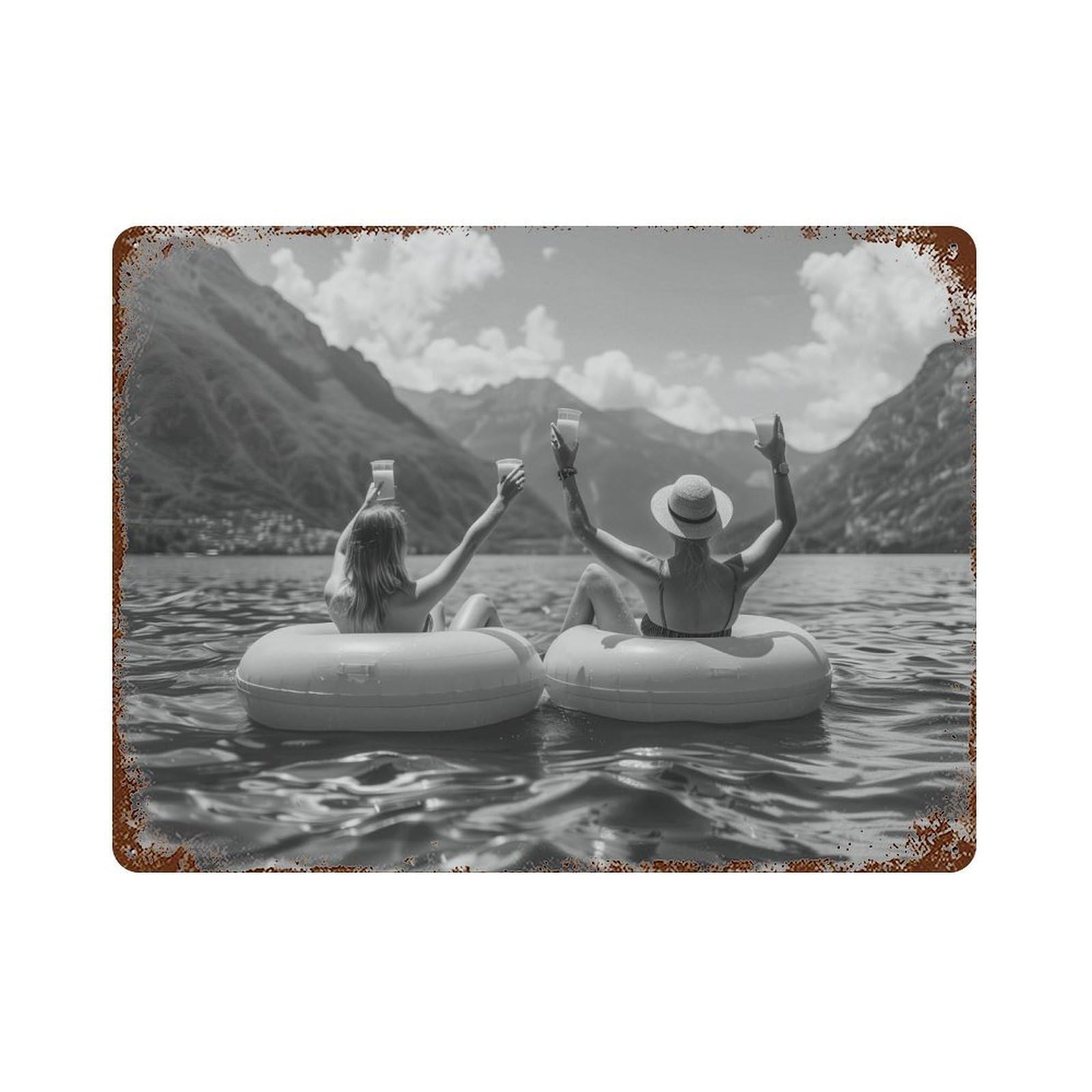 xiaoxiaoshen Lake Cocktail Print Wall Decor Art Metal Tin Poster Modern Home Decor Art Home Bar Shop Decorations Vintage Sign 30x40cm