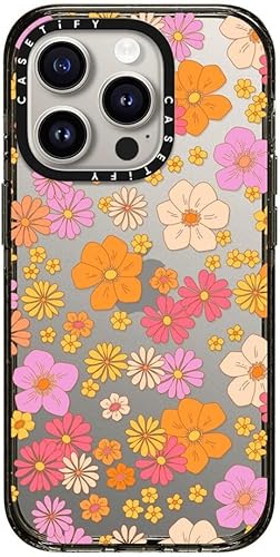 CASETiFY Funda Impact para iPhone 15 Pro 4 veces probada contra caídas de grado militar, protección contra caídas de 8.2 pies - Estampado de flores