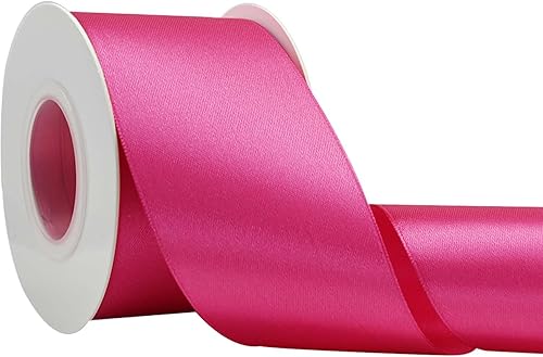 Miniatura 387 de Cinta de satén rosa polvoriento de doble cara de 1/4 pulgadas x 50 yardas, cintas de poliéster polvorientas para envolver regalos, cinta de tela