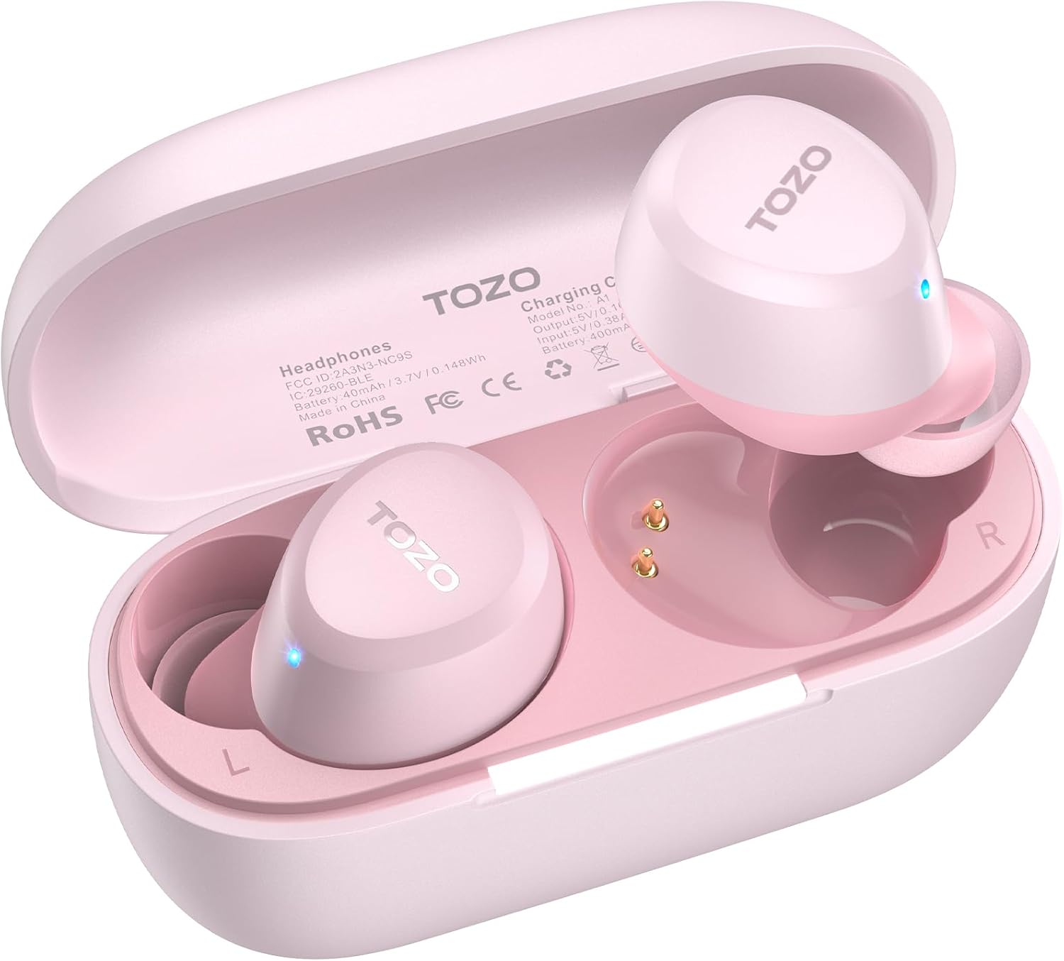 TOZO A1 Wireless Earbuds Bluetooth 5.3 Light Weight in Ear IPX5 Waterproof Headphones 2 Mic for AI Calls, Immersive Premium Sound Bass Headset with Charging Case, 32 Presets EQ Customization via App