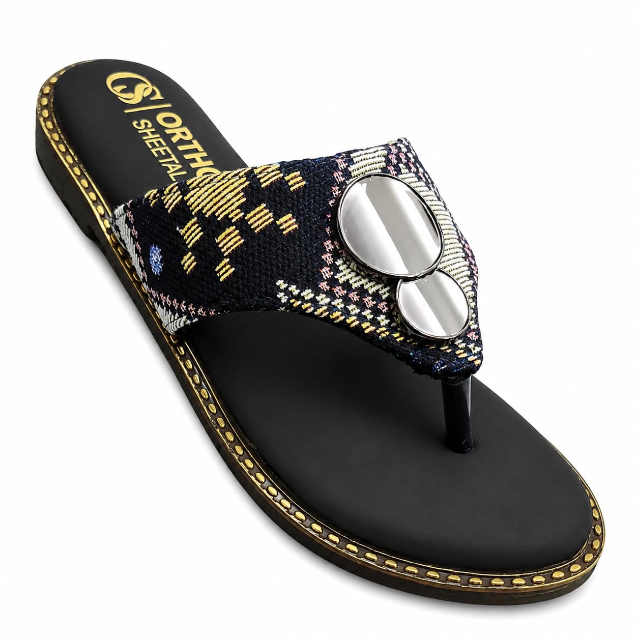 Women's Orthopedic Comfort Toe-Ring Flip Flop Sandals | Soft Cushioned Footbed | Lightweight PVC Sole | Anti-Slip Casual Slippers | Printed Fabric Upper | Daily Wear Footwear-image-19