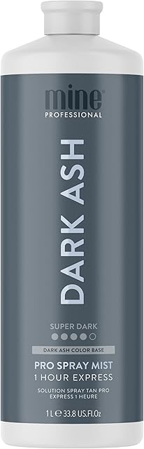MINETAN BODY.SKIN Spray Tan Solution - Dark Ash Pro Spray Mist - Salon Professional 1 Hour Express Tan For A Cool, Intense Super Dark Tan, 1 Litre B0749S7XPB