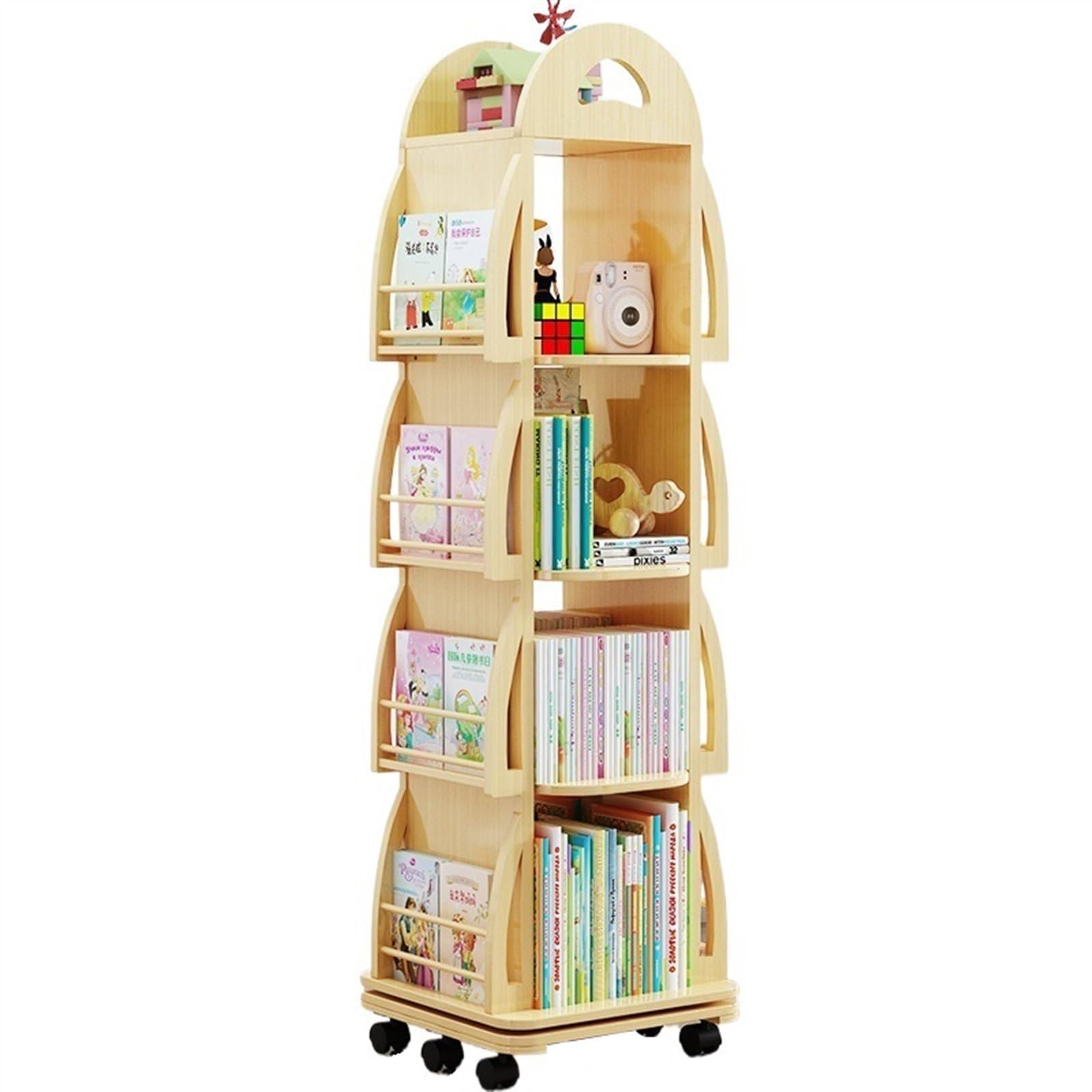 AYCDL Bookcase Rotating Bookshelf Picture Book Rack Book Integrated Storage Rack Home Floor-Standing Storage Rack Display Shelf