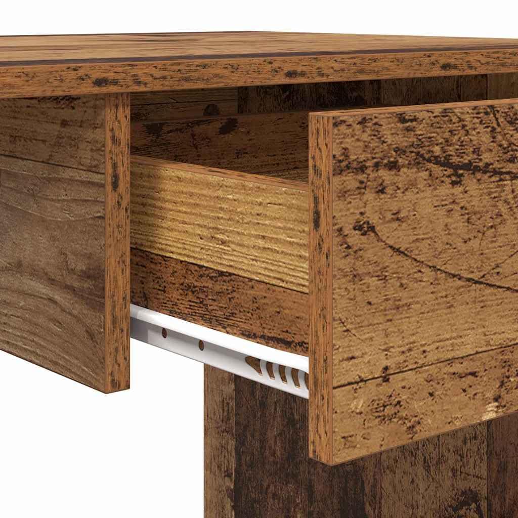 Escritorio de madera recuperada de 100 x 50 x 76 cm con cajón, ahorra espacio para oficina en casa, oficina y habitación juvenil, ergonómico y versátil como espacio de trabajo para ordenador