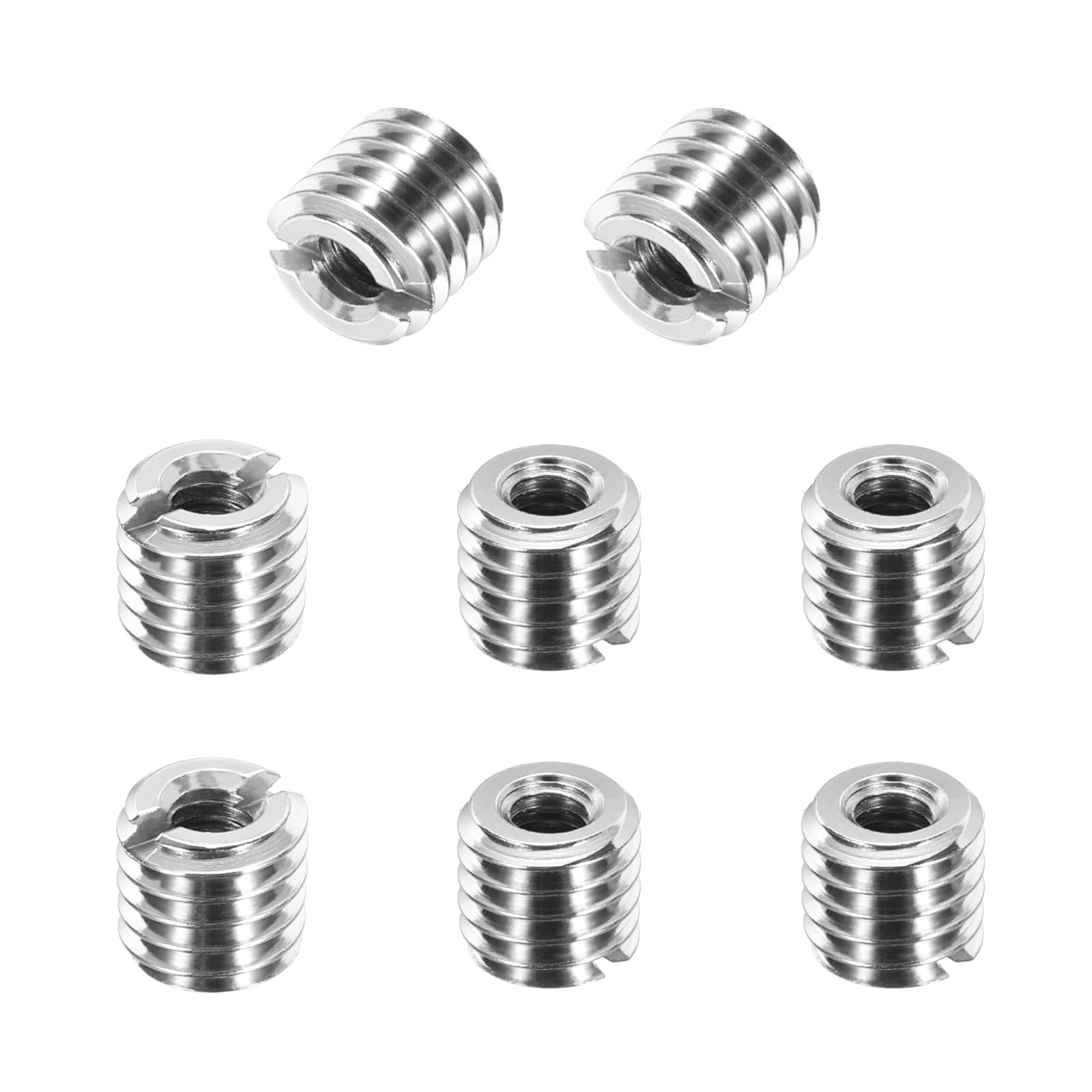 sourcing map 8Pcs 316 Stainless Steel Thread Reducing Nuts, M8x1.25 Male to M4x0.7 Female 8mm Long Metric Repairing Insert Nut Screw Threaded Adapters Sleeve Reducer Conversion Fastener