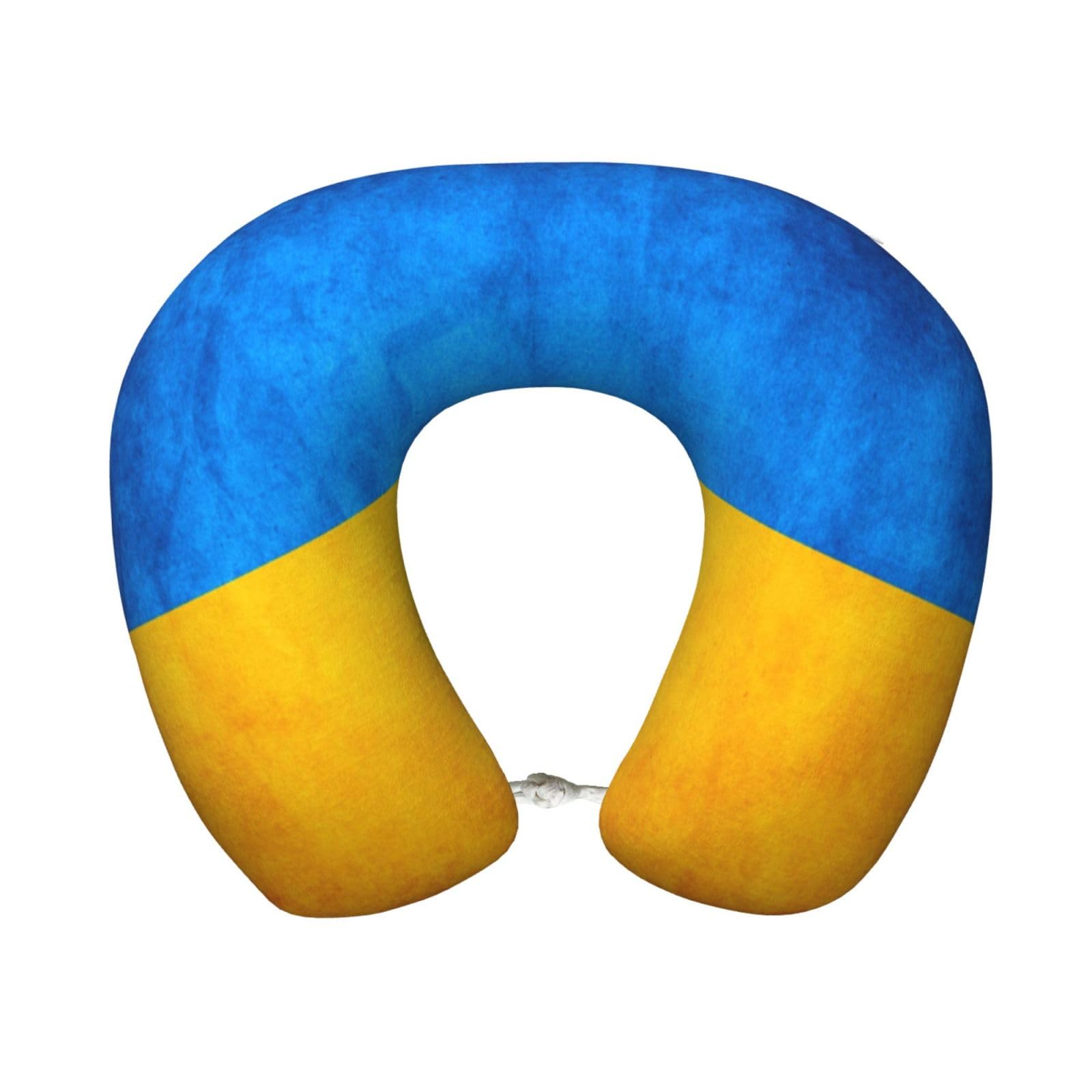 peiyeety Ukrainian Flag Print Custom U-Shaped Pillow,Memory Foam Cervical Neck Travel Pillow,for Home,Camping,Travelling