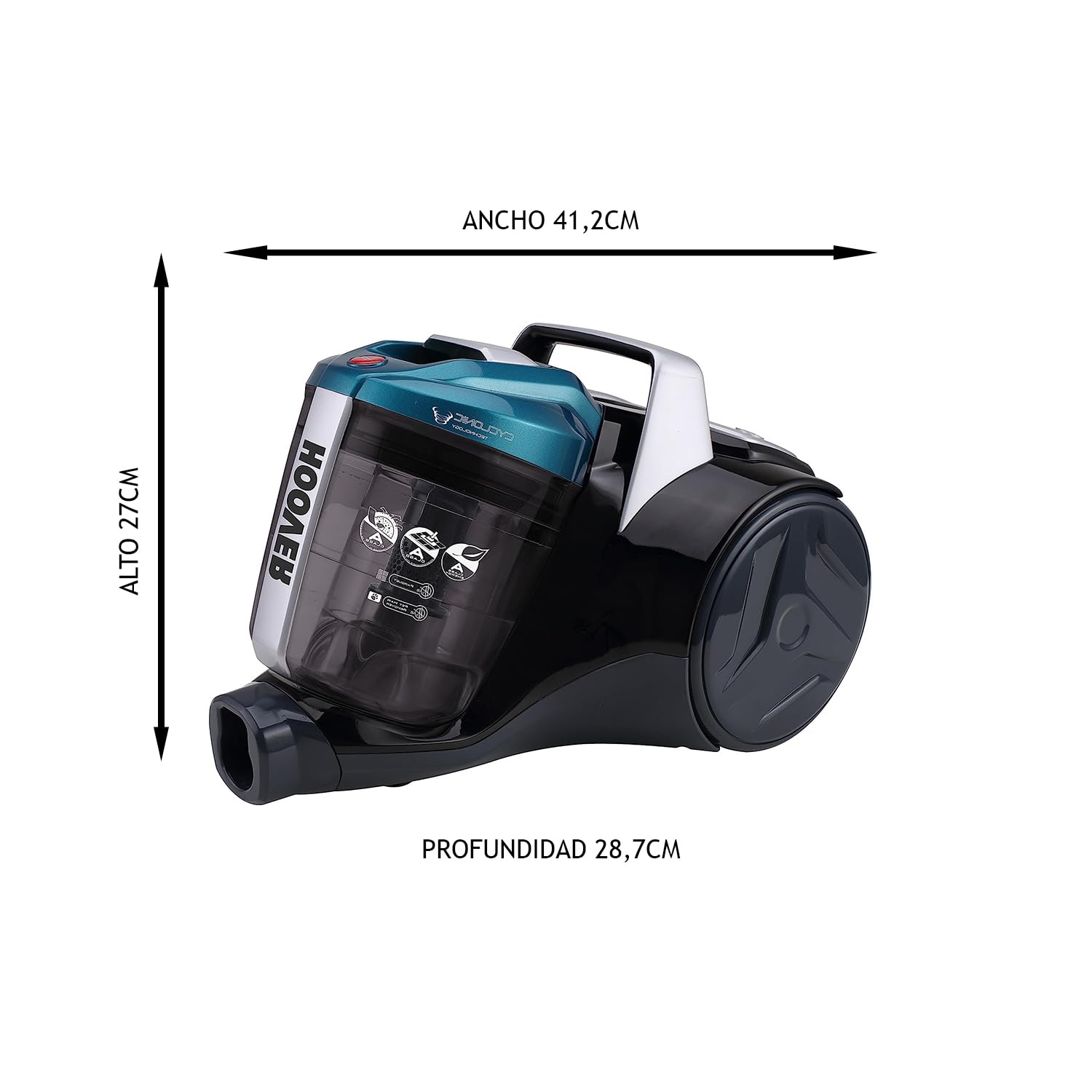 Hoover Breeze BR71_BR30 - Aspiradora sin Bolsa Trineo, Especial Pelo Mascotas, Cepillo Parquet y Accesorio 2en1, Depósito 2L, Diseño Compacto, Ciclónico, 700W, Filtro Epa, 78dba, Cable 5m