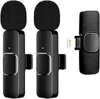 Kit 2 Microfones de Lapela Sem Fio Compatível Iphone Ipad Lightning Wireless Profissional