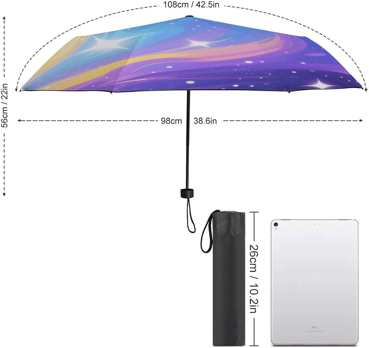 Folding Small Sun Umbrella Colorful Galaxy Windproof Travel Umbrella Lightweight Small And Compact Suit for Pocket