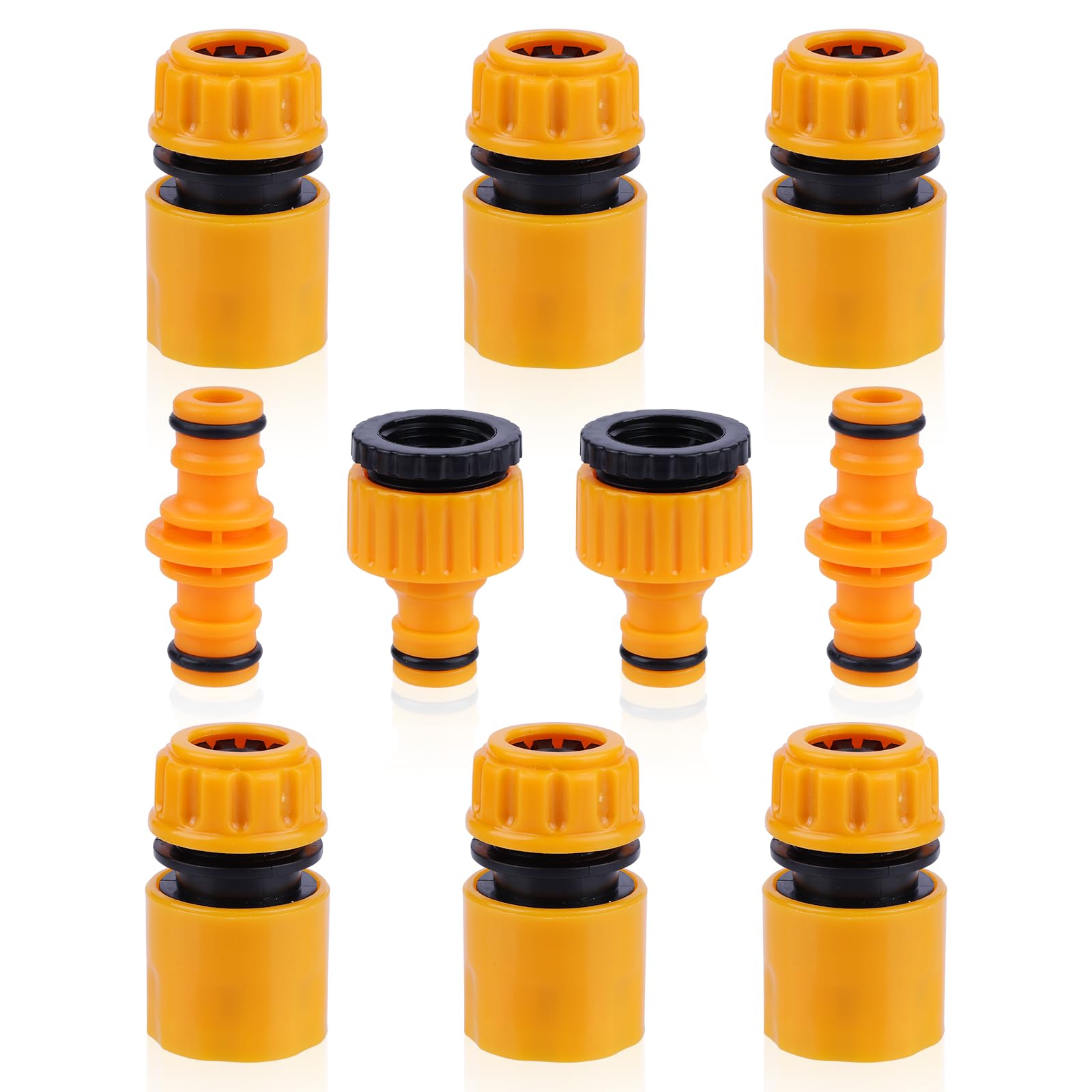 Quick Connect Garden Hose Kit - 6 End Connectors, 2 Tap and 2 Double Male Connectors