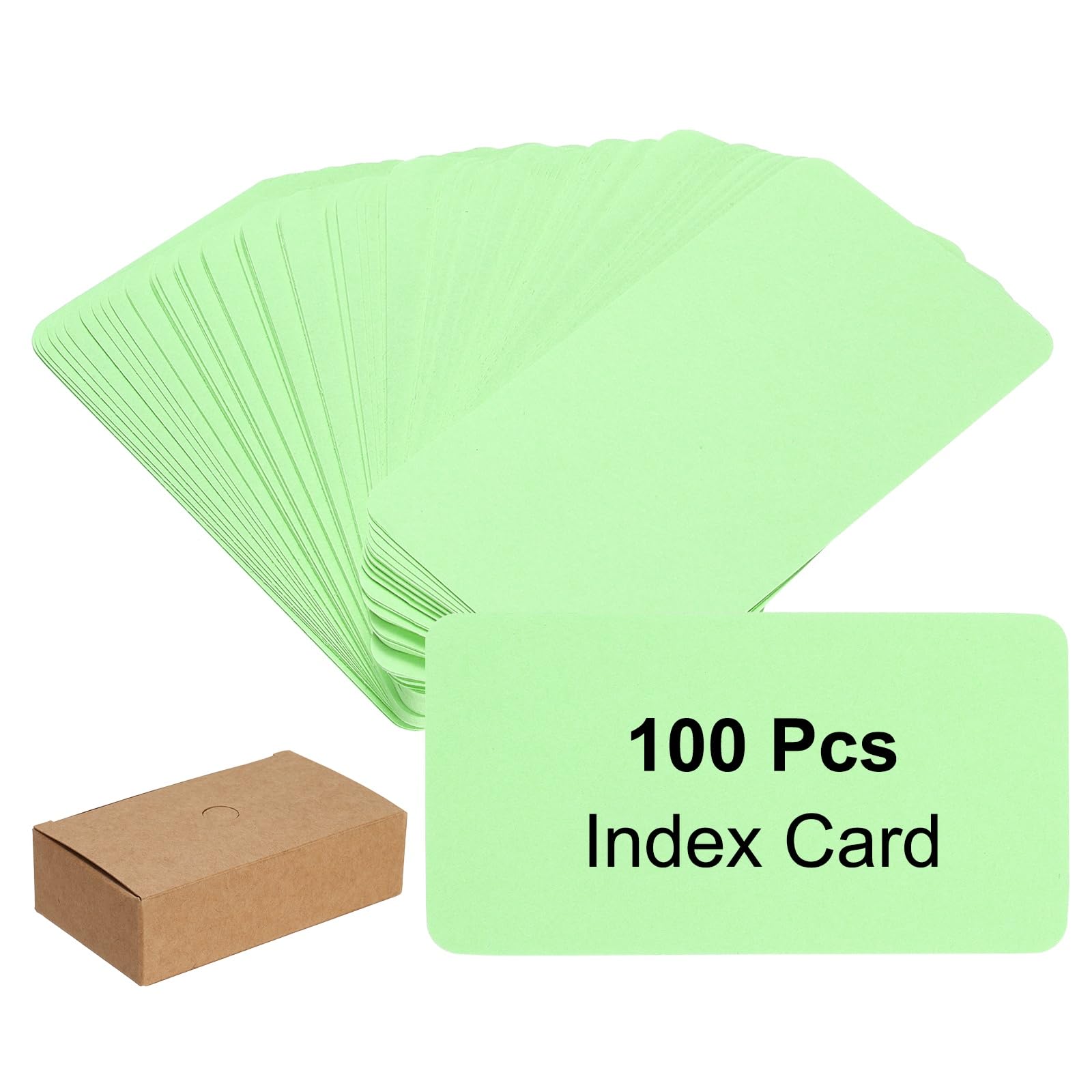 PATIKIL 3.5x2 Blank Kraft Index Cards, 100Pcs Small Blank Paper Message Business Cards for Reminder Study DIY Craft Invitation Tag Flash Vocabulary Word, Green